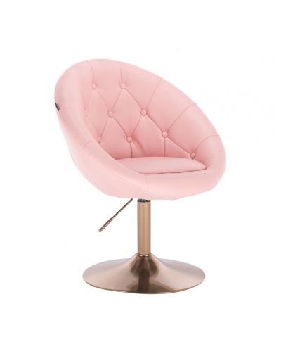 Fotel do sypialni BOL glamour różowy - dysk złoty