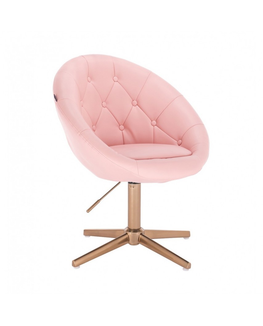 Glamour fotel BOL do salonu różowy - krzyżak złoty