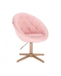 Glamour fotel BOL różowy - krzyżak złoty