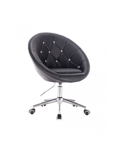 Fotel biurowy z kryształkami BOL CRISTAL czarny - kółka chromowane