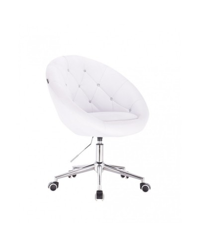 Fotel biurowy z kryształkami BOL CRISTAL biały - kółka chromowane