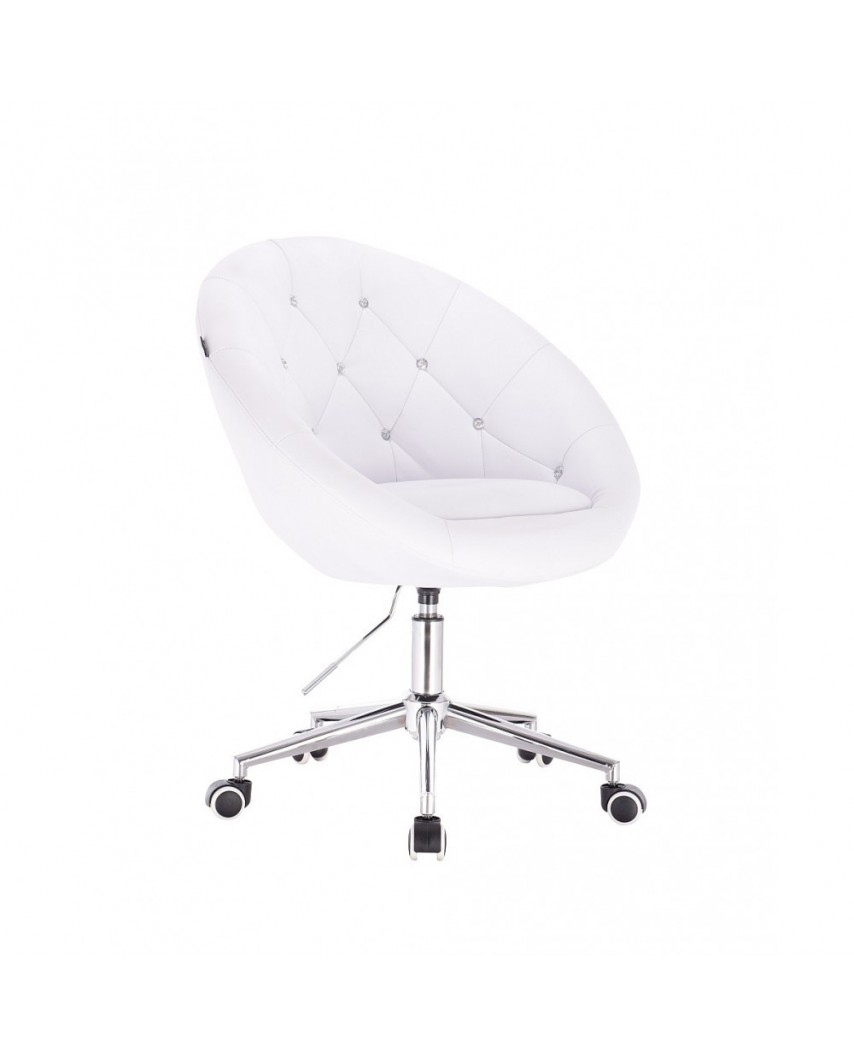 Fotel biurowy z kryształkami BOL CRISTAL biały - kółka chromowane