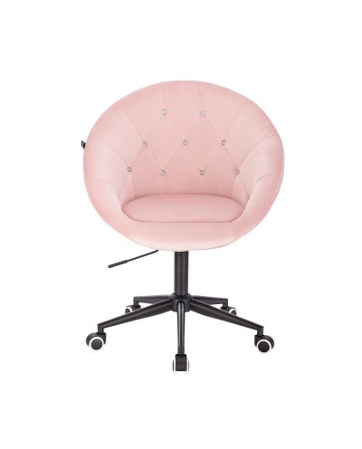 Okrągły fotel biurowy BLOM CRISTAL pudrowy róż - kółka czarne