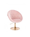 Fotel BLOM CRISTAL pudrowy róż - złoty dysk