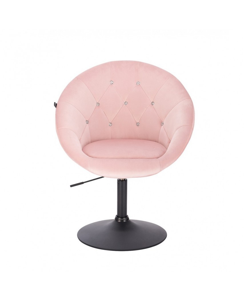 Pudrowy różowy fotel BLOM CRISTAL czarny dysk