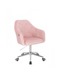 Glamour fotel pudrowy róż BLERM kółka chromowane