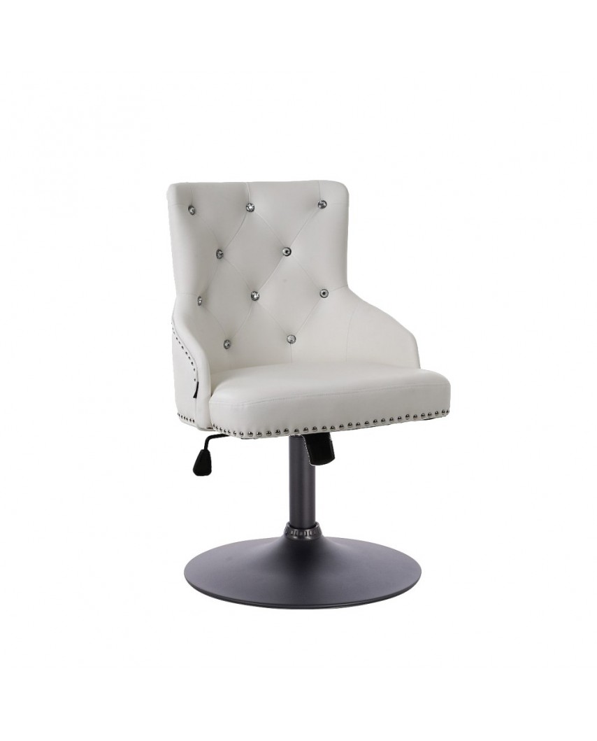 Piękny fotel na prezent CLARIS CRISTAL biały - podstawa czarna dysk