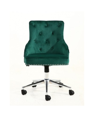 CLARIS fotel biurowy pikowany butelkowa zieleń - kółka chromowane