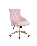 CLARIS elegancki fotel pudrowy róż welur - złote kółka
