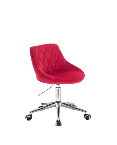 Czerwone krzesło EMILIO welurowe - kółka chrom