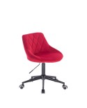 Czerwone krzesło EMILIO welurowe - kółka czarne
