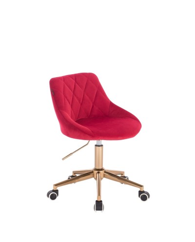 Czerwone krzesło EMILIO welurowe - kółka złote
