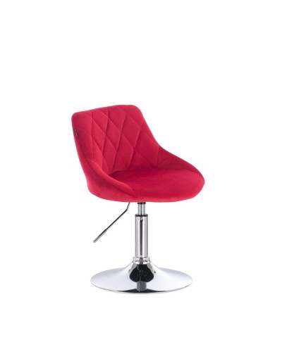 Czerwone krzesło EMILIO welurowe - dysk chrom