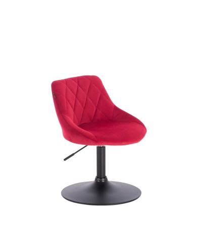 Czerwone krzesło EMILIO welurowe - dysk czarny