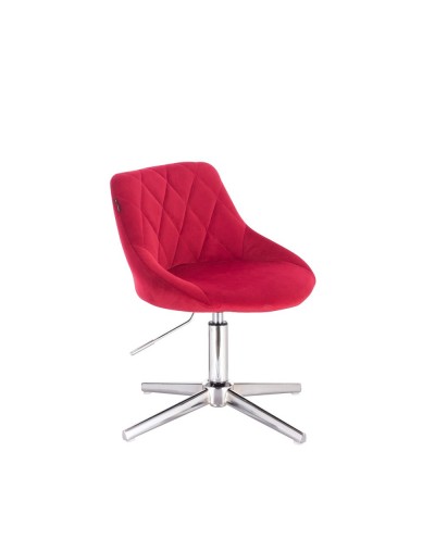 Czerwone krzesło EMILIO welurowe - krzyżak chrom