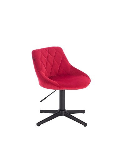 Czerwone krzesło EMILIO welurowe - krzyżak czarny