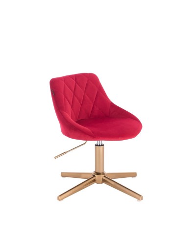 Czerwone krzesło EMILIO welurowe - krzyżak złoty