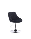 Czarne krzesło EMILIO tapicerowane welurem - dysk chrom