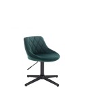 EMILIO - Krzesło z welurową tapicerką butelkowa zieleń - krzyżak czarny