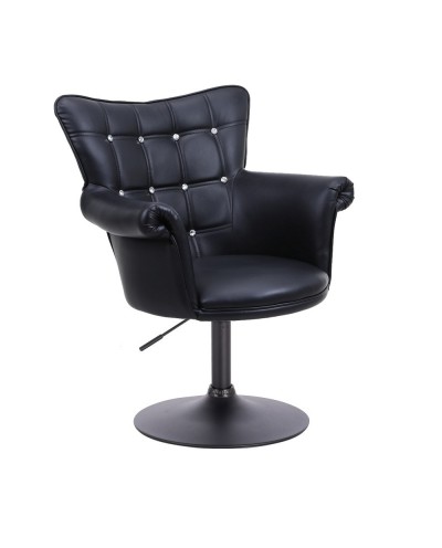 Czarny fotel do salonu LORA CRISTAL XXL glamour - czarny dysk