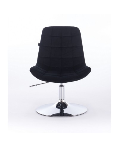 Krzesło z oparciem NIKLAS czarny welur - dysk chrom
