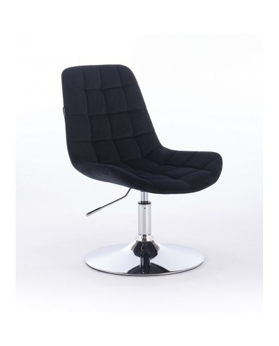 Krzesło z oparciem NIKLAS czarny welur - dysk chrom