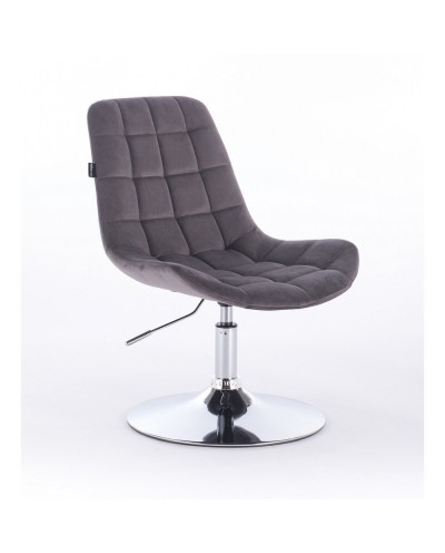 Obrotowe krzesło z oparciem NIKLAS grafitowe welur - dysk chrom