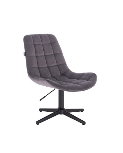 Krzesło w stylu loft NIKLAS grafitowe - czarna podstawa krzyżak