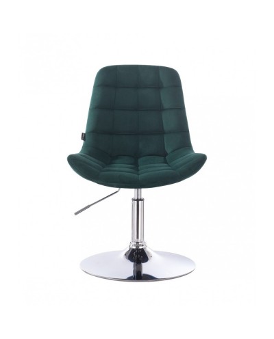 Obrotowe krzesło NIKLAS welur butelkowa zieleń - dysk chrom