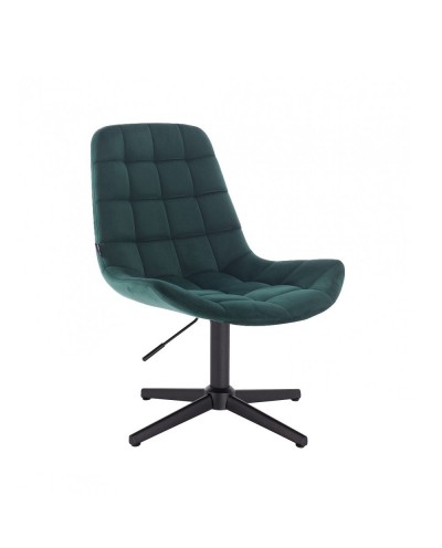 Krzesło w stylu loft NIKLAS butelkowa zieleń - czarna podstawa krzyżak