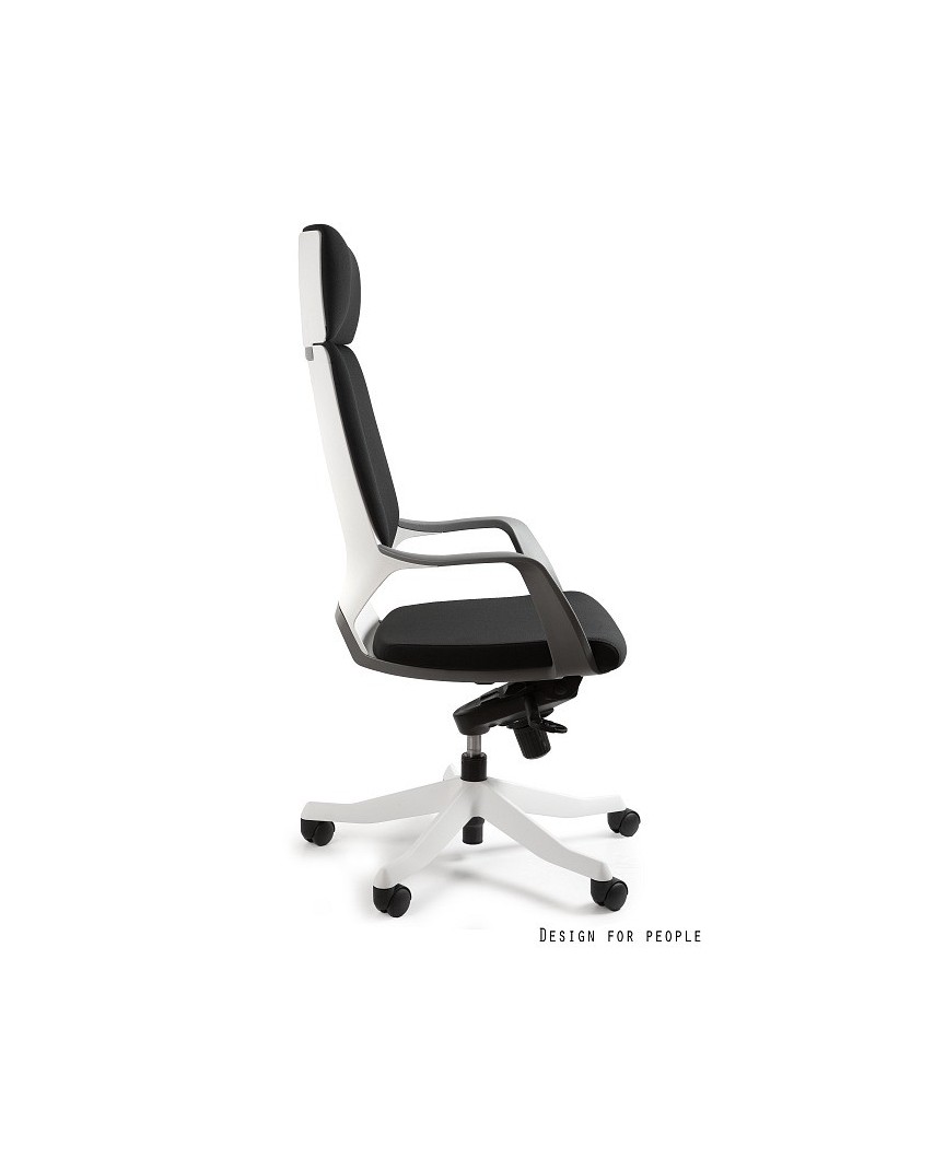 Fotel biurowy APOLLO czarna tapicerka / biała konstrukcja