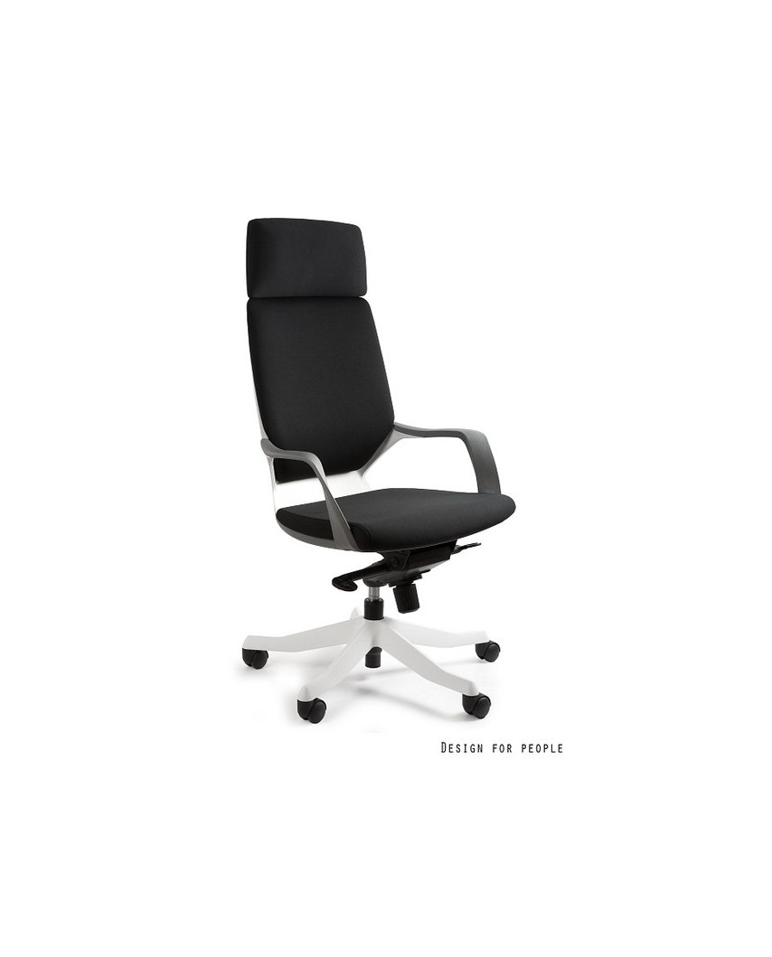 Fotel biurowy APOLLO czarna tapicerka / biała konstrukcja