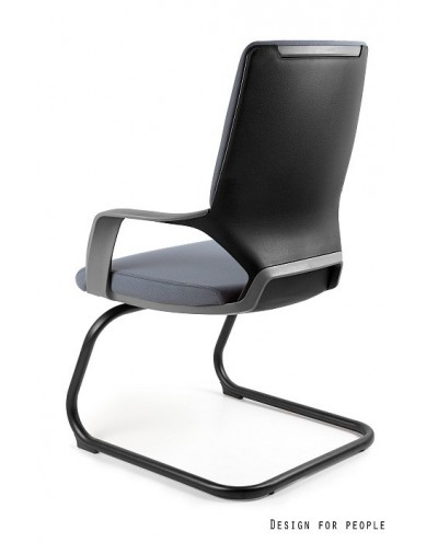 Krzesło gabinetowe APOLLO SKID szara tapicerka / czarna konstrukcja