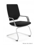 Krzesło gabinetowe APOLLO SKID czarna tapicerka / biała konstrukcja