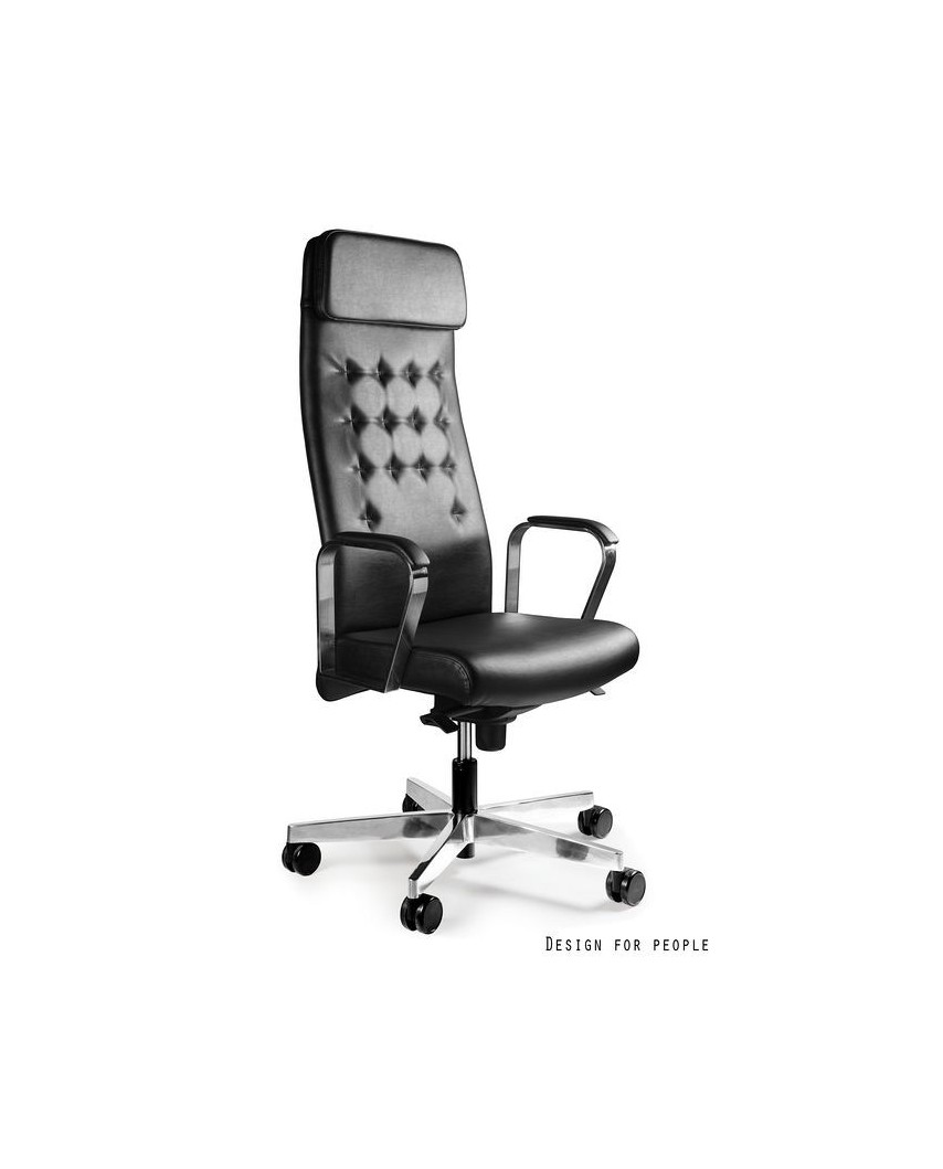 Skórzany fotel gabinetowy ARES HL czarny biurowy - skóra naturalna