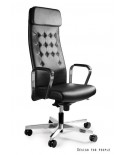 Skórzany fotel gabinetowy ARES HL czarny biurowy - skóra naturalna