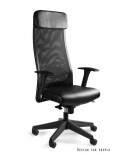 Obrotowy fotel biurowy ARES SOFT czarny siatka / skóra ekologiczna