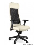 Beżowy fotel biurowy ARES SOFT czarna siatka / skóra ekologiczna