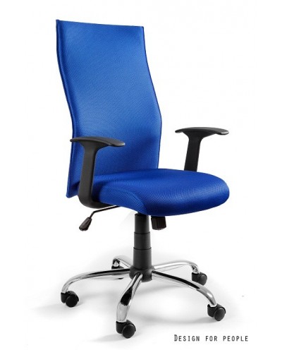 Niebieski fotel biurowy BLACK ON BLACK membrana - obrotowy