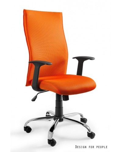 Pomarańczowy fotel biurowy BLACK ON BLACK membrana - obrotowy