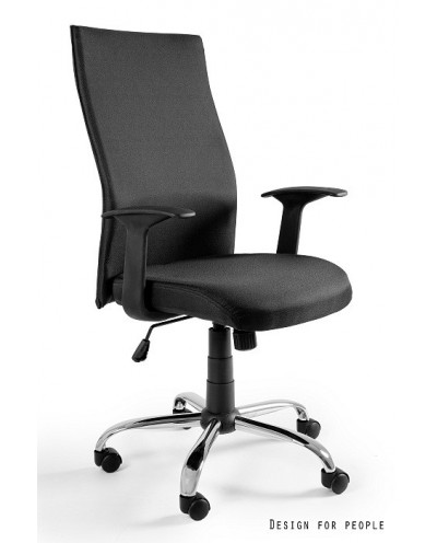 Czarny fotel biurowy BLACK ON BLACK tkanina - obrotowy
