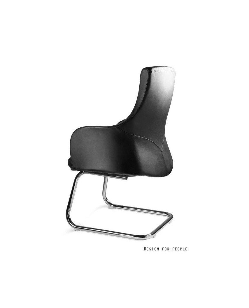 Czarny fotel konferencyjny BLOSSOM SKID krzesło biurowe