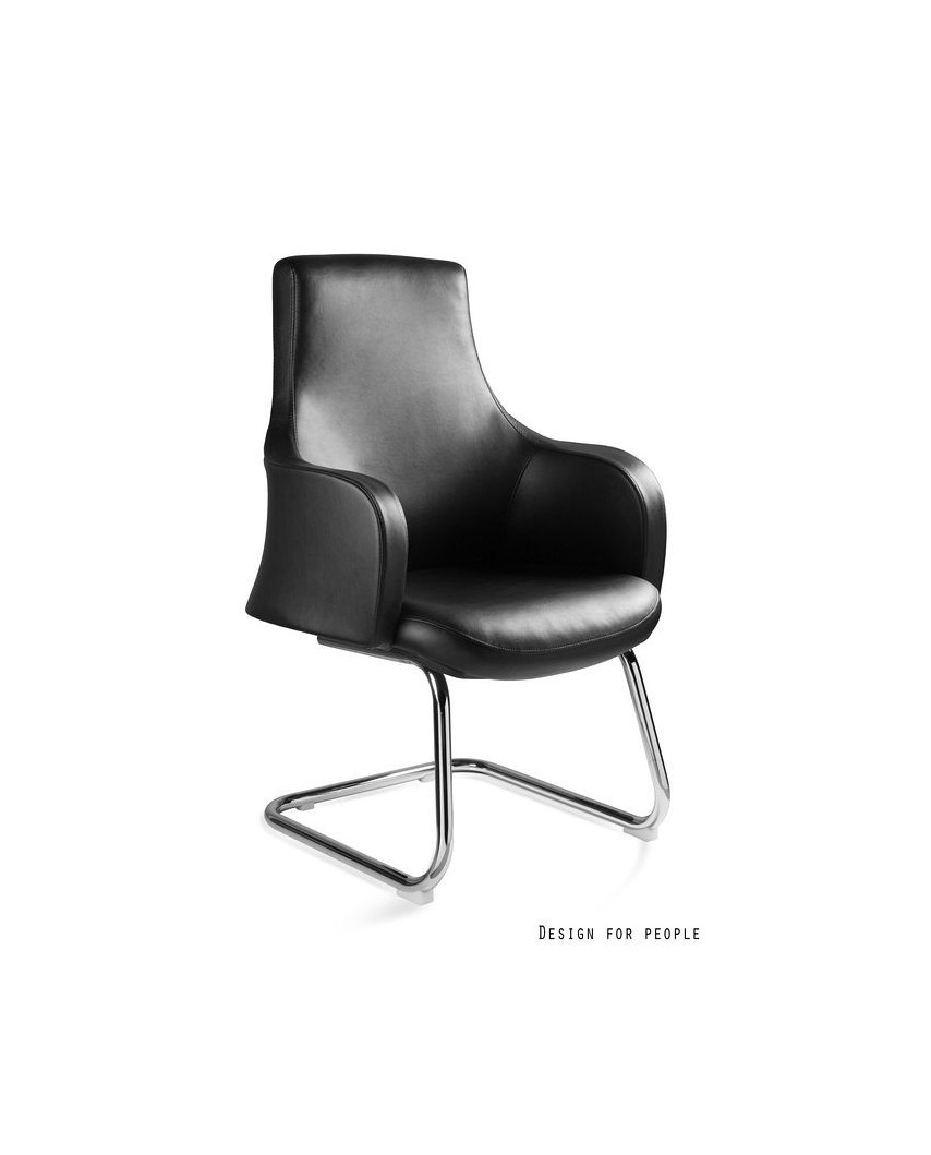 Czarny fotel konferencyjny BLOSSOM SKID krzesło biurowe