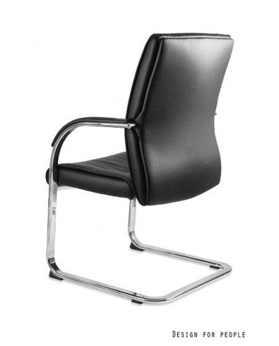 Czarne krzesło konferencyjne BLOSSOM SKID biurowe
