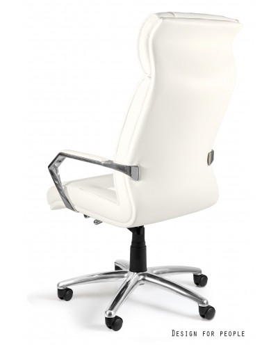 Skórzany fotel gabinetowy CELIO HL biały skóra naturalna