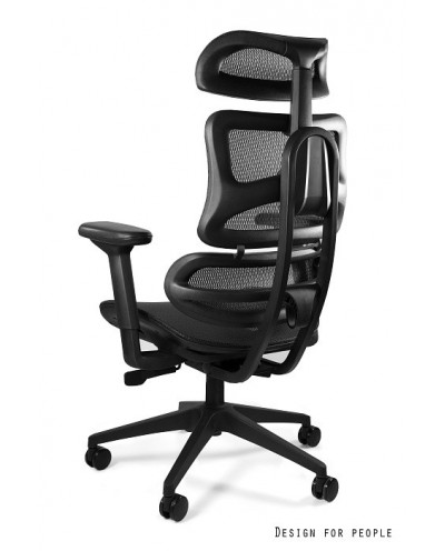 Czarny fotel ergonomiczny ERGOTECH BLACK FRAME czarna podstawa