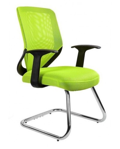 Zielone krzesło biurowe MOBI SKID konferencyjne - siatka