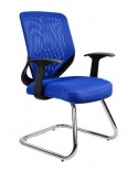 Niebieskie krzesło biurowe MOBI SKID konferencyjne - siatka