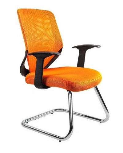 Pomarańczowe krzesło biurowe MOBI SKID konferencyjne - siatka