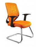 Pomarańczowe krzesło biurowe MOBI SKID konferencyjne - siatka